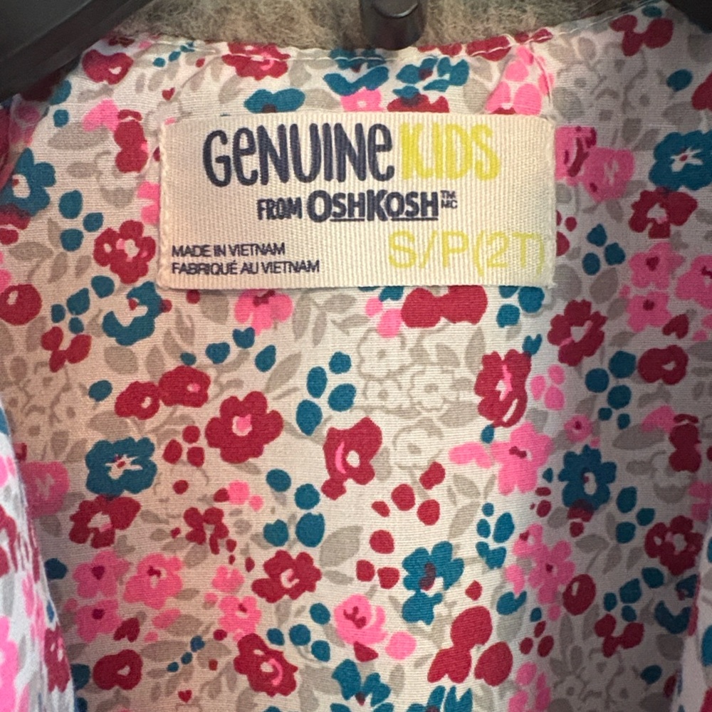 OshKosh B'gosh western look faux fur Floral Print Vest girls 2T